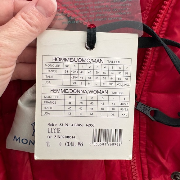 NWT Moncler Red Down Lucie Puffer Jacket - Picture 3 of 14